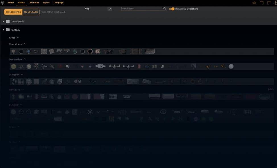 Asset library preview